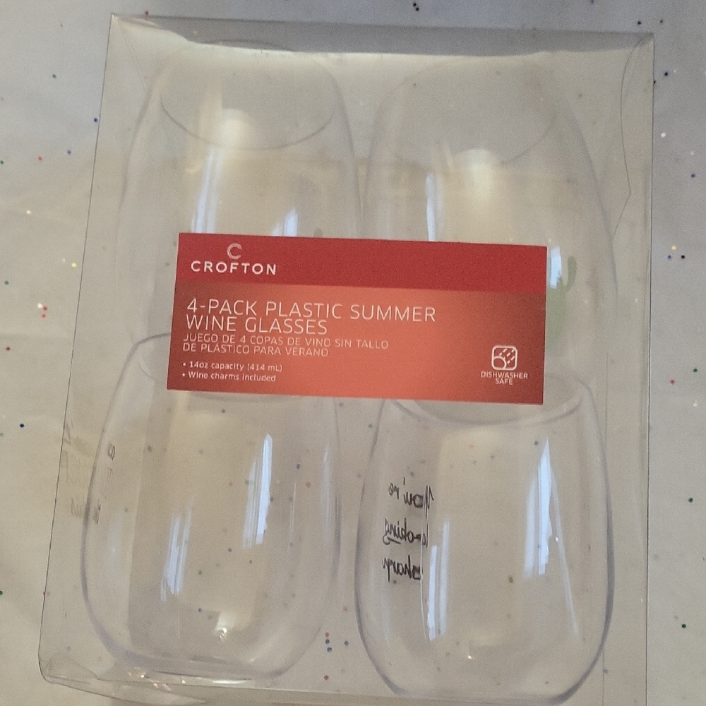 5/$25 Crofton Plastic Wine Glasses 4-Pack